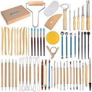 61Pcs Ceramic Clay Tools Kit Pottery Tools Clay Sculpting Shapers Carving Tools
